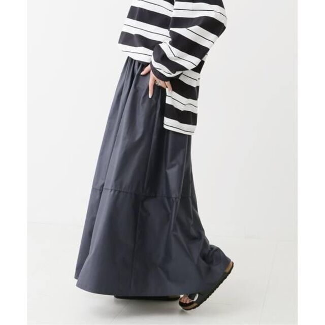 Spick & Span(スピックアンドスパン)のSpick \u0026 Spanグロッシータイプライターギャザースカート　ネイ レディースのスカート(ロングスカート)の商品写真