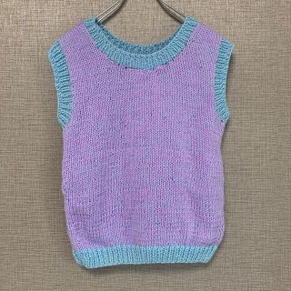 一点モノ　90s  ハンドメイド　ニットベスト　アメリカ古着　古着　used(ニット/セーター)