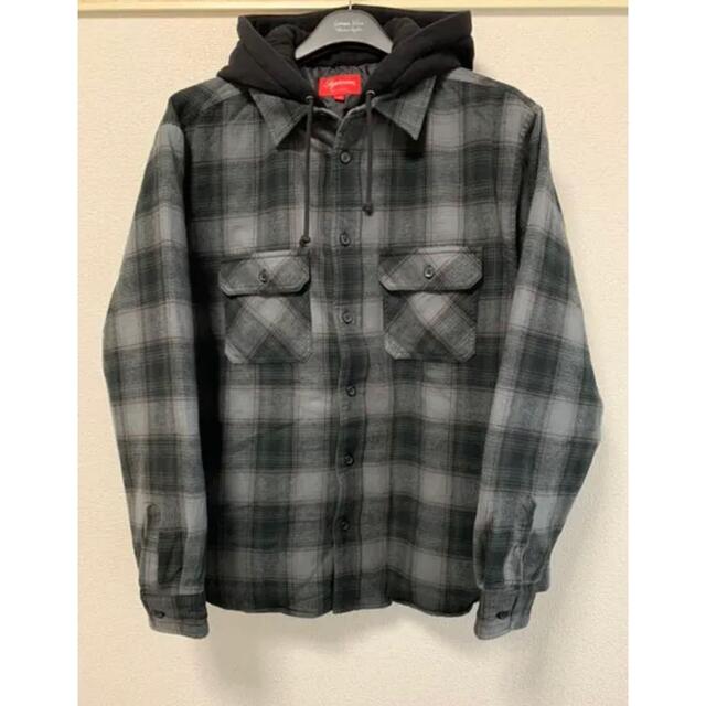 XL 黒 Supreme Hooded Flannel Zip Up Shirt