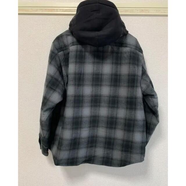 Lサイズ hooded flannel zip up shirt black
