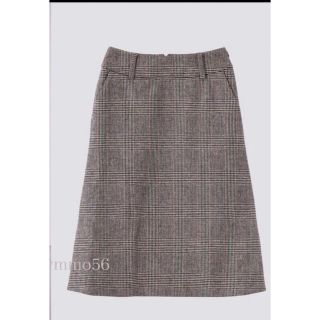 美品 2018AW MARGARET HOWELL マーガレットハウエル SHADOW CHECK WOOL スカート 3/ブラウン チェック ウール【2400013130257】