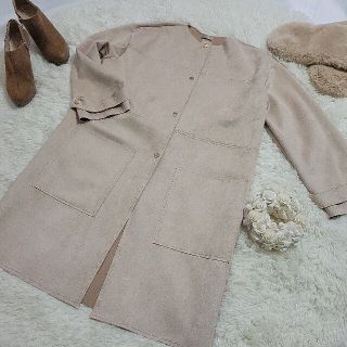 ザラ(ZARA)の【新品】ザラ ZARA フェイク スエードコート ベージュ L(ロングコート)