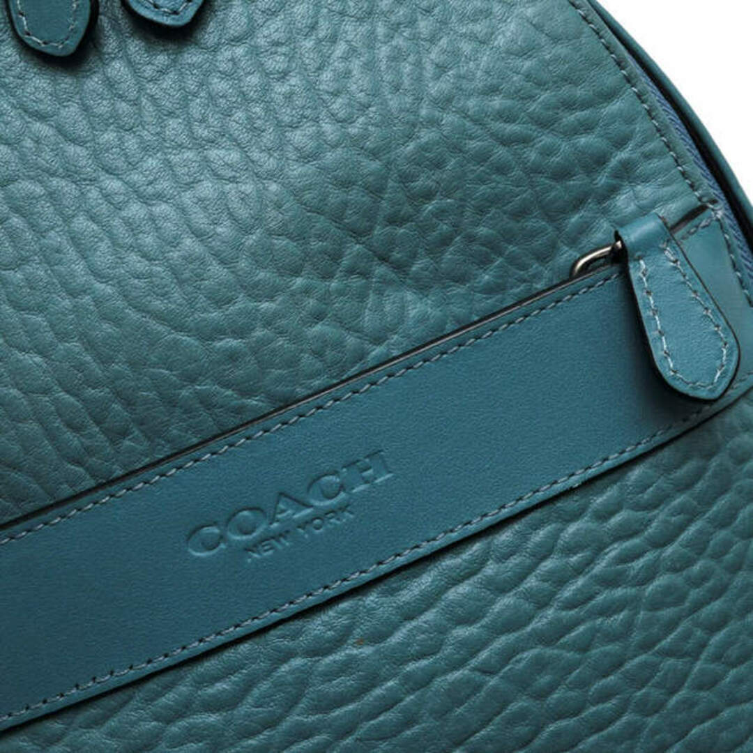 COACH メンズコーチ 青緑バイカラーレザー 2wayショルダーバッグ-