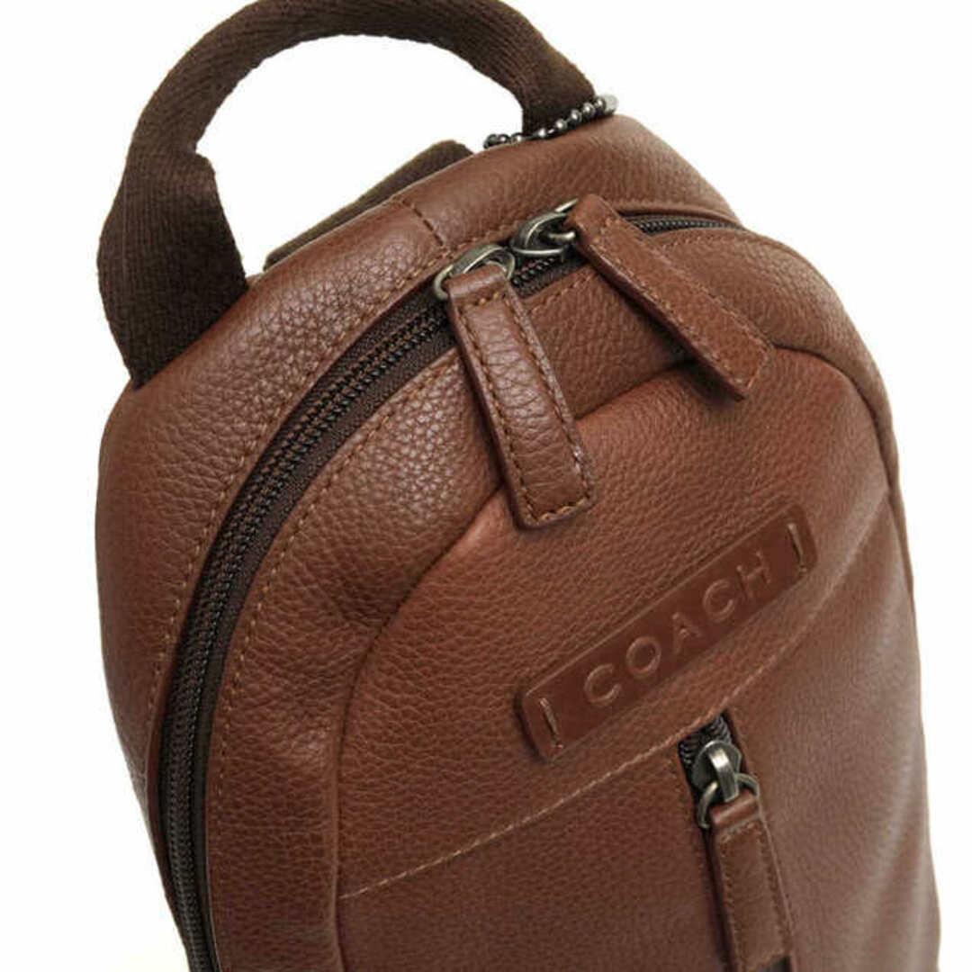 COACH(コーチ)のコーチ／COACH バッグ ショルダーバッグ 鞄 メンズ 男性 男性用レザー 革 本革 ブラウン 茶  F70691 HERITAGE WEB LEATHER SLING ヘリテージ ウェブ レザー スリング パック ボディバッグ シボ革 シュリンクレザー メンズのバッグ(ボディーバッグ)の商品写真