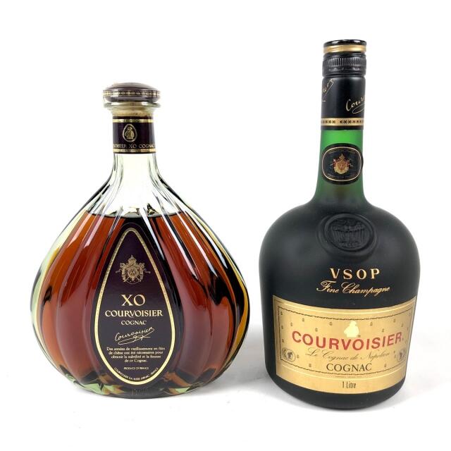 未開封★COURVOISIER【クルボアジェ】 XO グリーン/ナポレオン 旧ラベル コニャック 2本セット 700ml