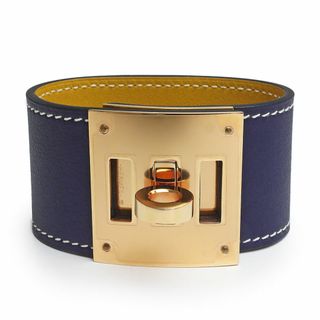 エルメス(Hermes)のエルメス HERMES ケリードッグ ブレスレット #T2 ヴォースイフト レザー ブルーアンクル ジョーヌアンブル 青 C刻 箱付（新品・未使用品）(ブレスレット/バングル)