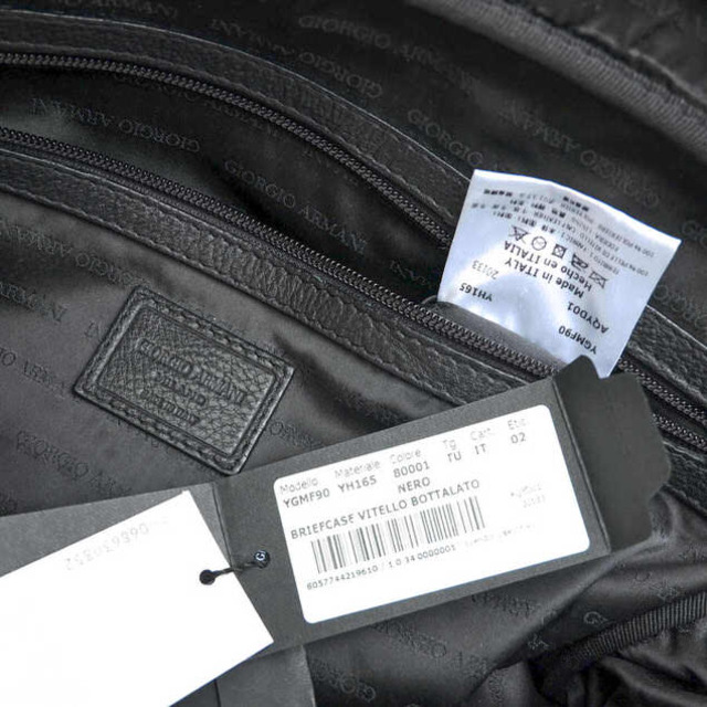アルマーニ／  バッグ ブリーフケース ビジネスバッグ 鞄 ビジネス メンズ 男性 男性用レザー 革 本革 ブラック 黒   シボ革 シュリンクレザー  ショルダーバッグ