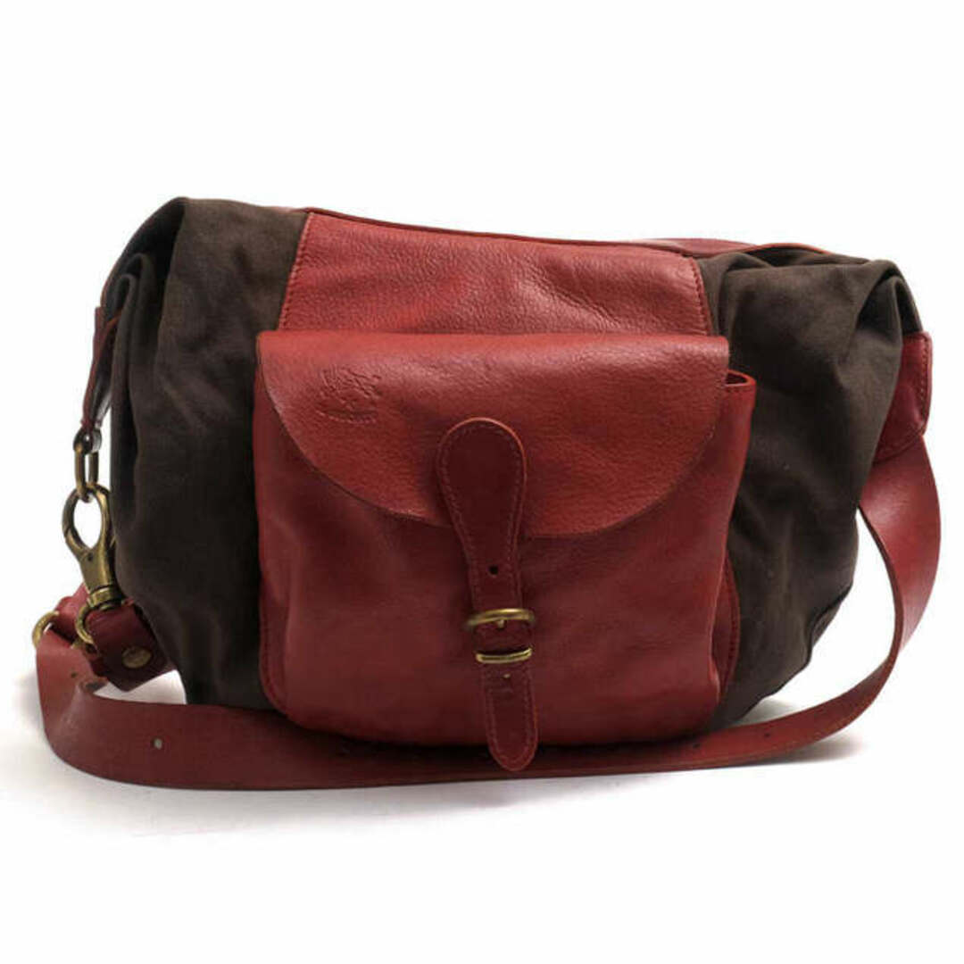 イルビゾンテ/IL BISONTE バッグ ショルダーバッグ 鞄 レディース 女性 女性用コットン 綿 キャンバス レザー 革 レッド 赤 5422306720 三日月型 | フリマアプリ ラクマ