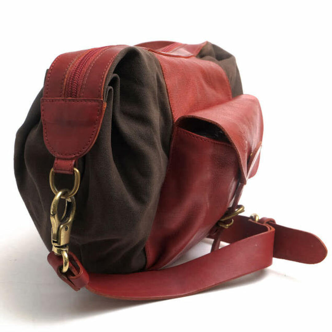 イルビゾンテ/IL BISONTE バッグ ショルダーバッグ 鞄 レディース 女性 女性用コットン 綿 キャンバス レザー 革 レッド 赤 5422306720 三日月型