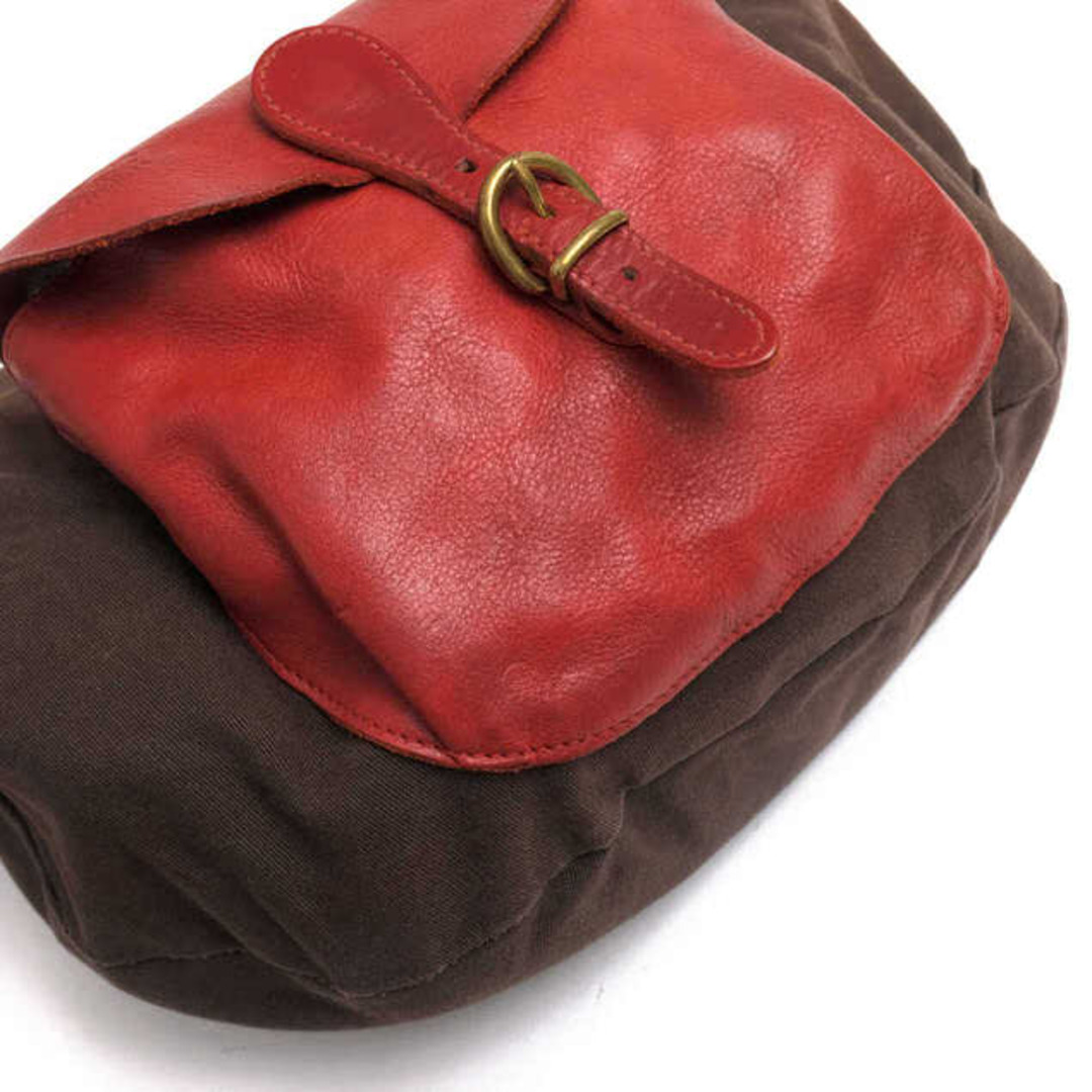 イルビゾンテ／IL BISONTE バッグ ショルダーバッグ 鞄 レディース 女性 女性用コットン 綿 キャンバス レザー 革 レッド 赤  5422306720 三日月型