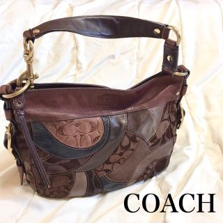 コーチ(COACH)のCOACH コーチ パッチワーク ショルダーバッグ シグネチャー ブラウン(ショルダーバッグ)