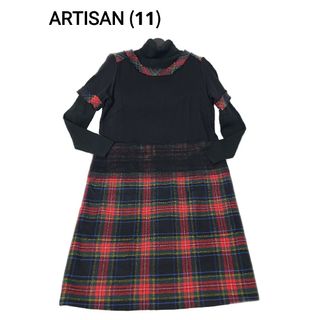 アルティザン(ARTISAN)の美品 artisan アルチザン　タータンチェックウールワンピース(ひざ丈ワンピース)