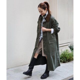 【美品】Barbour バブアー　ロングコート　レディース　カーキ