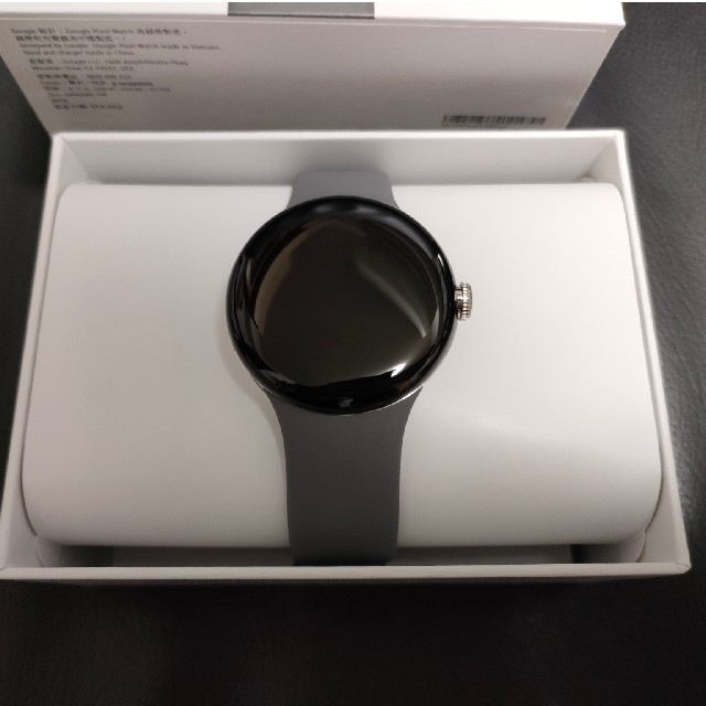 Google Pixel(グーグルピクセル)のPixel Watch Polished Silver Charcoal スマホ/家電/カメラのスマホアクセサリー(その他)の商品写真