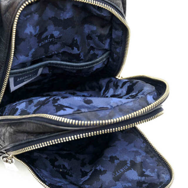 アニアリ／aniary バッグ ショルダーバッグ 鞄 メンズ 男性 男性用レザー 革 本革 ネイビー 紺  12-07000 クロコ型押し ボディバッグ 迷彩・カモフラージュ柄