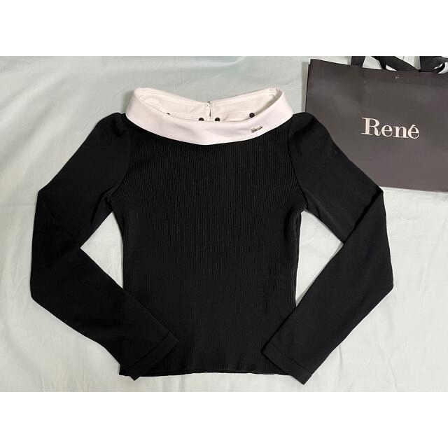 ルネ ロールカラー ニット 36 美品 - ニット/セーター