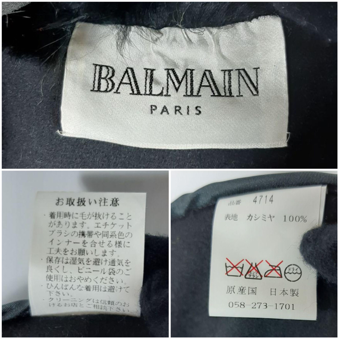 BALMAIN(バルマン)のBALMAIN バルマン リアルファー カシミヤ ポンチョ コート　黒　極美品 レディースのジャケット/アウター(ポンチョ)の商品写真