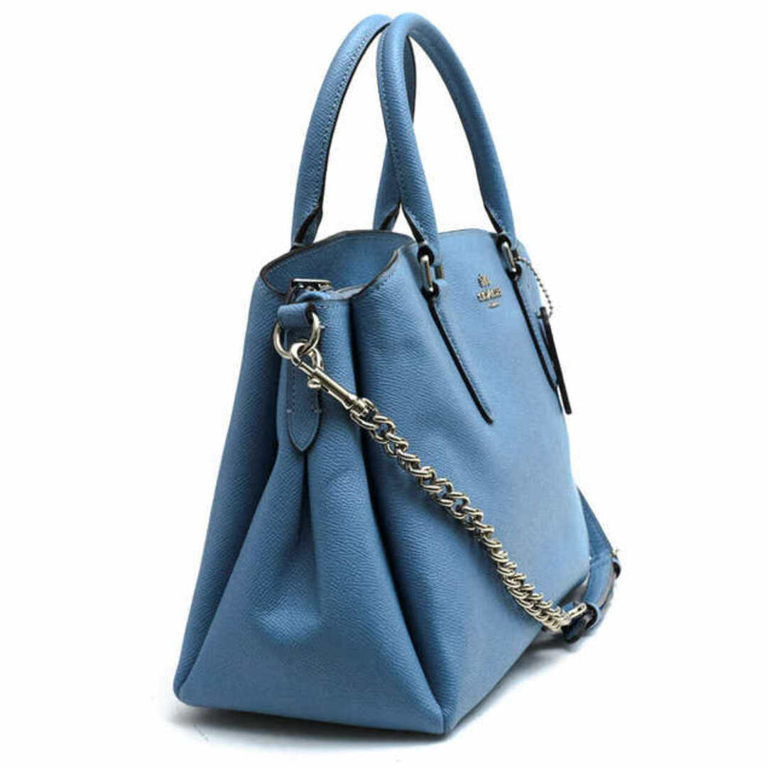 COACH 水色 レザー バッグ 横幅大きめ