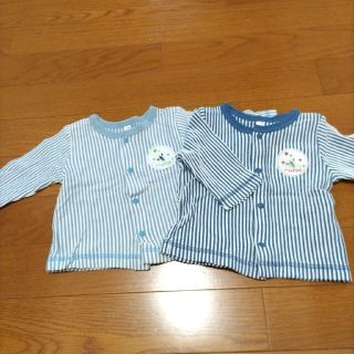 イオン(AEON)の新生児 ベビー 上着 双子 ２枚セット イオン トップバリュ 青 水色 60(肌着/下着)