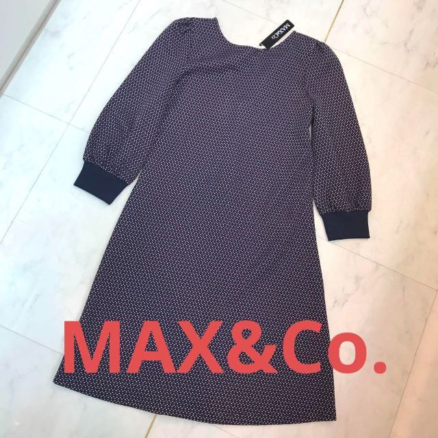 Max & Co.(マックスアンドコー)の☆未使用品☆MAX&Co.　ワンピース　七分袖　フレア　柄　パフスリーブ レディースのワンピース(ひざ丈ワンピース)の商品写真