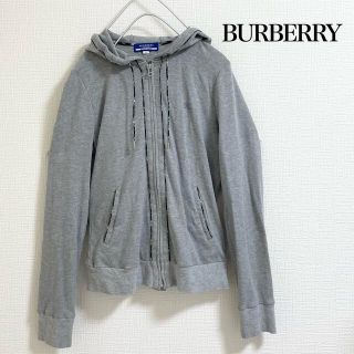 バーバリーブルーレーベル(BURBERRY BLUE LABEL)の【美品】バーバリー　フードパーカー　コットン　100%  グレー  サイズ38(パーカー)