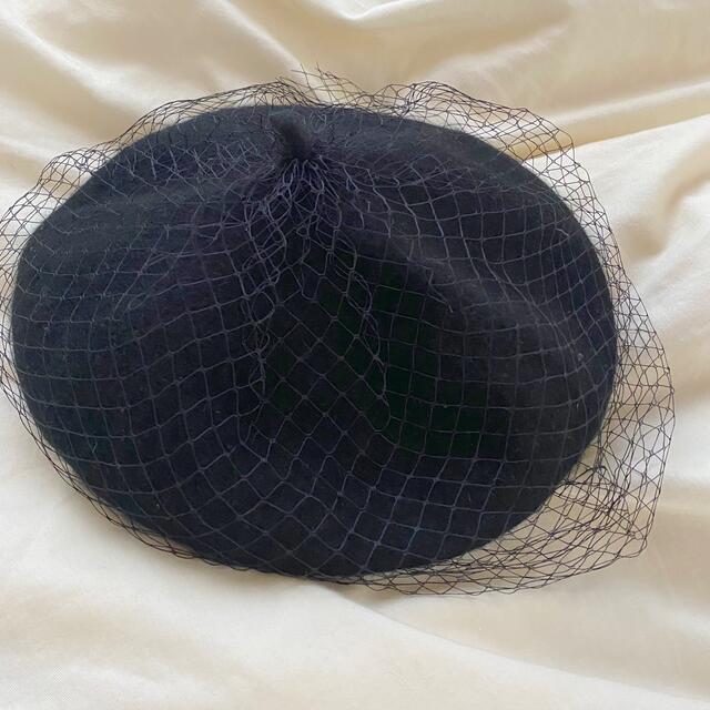 チュール付き ベレー帽 ブラック レディースの帽子(ハンチング/ベレー帽)の商品写真
