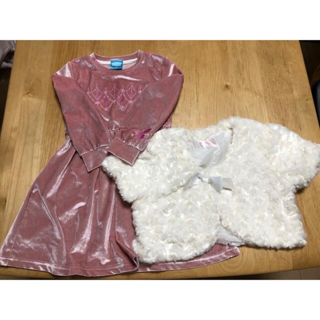 Disney(ディズニー)のアナ雪ワンピース&カーディガン セット キッズ/ベビー/マタニティのキッズ服女の子用(90cm~)(ワンピース)の商品写真