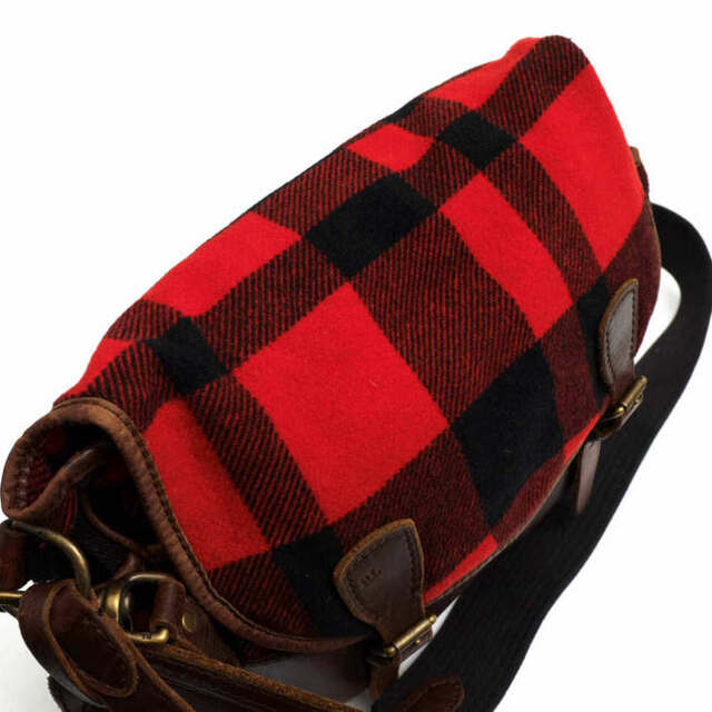 ショルダーバッグ 斜め掛け メンズ 革 ポロラルフローレン 赤 チェック 茶 鞄