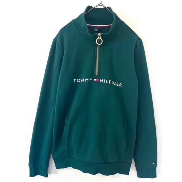 TOMMY HILFIGER(トミーヒルフィガー)のTommy Hilfiger トミーヒルフィガー ハーフジップ  スウェット　緑 メンズのトップス(スウェット)の商品写真