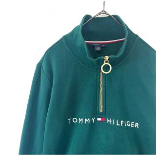 トミーヒルフィガー(TOMMY HILFIGER)のTommy Hilfiger トミーヒルフィガー ハーフジップ  スウェット　緑(スウェット)