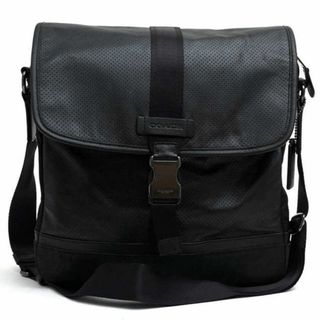 コーチ(COACH)のコーチ／COACH バッグ ショルダーバッグ 鞄 メンズ 男性 男性用ナイロン レザー 革 本革 ブラック 黒  F71552 Varick Map Bag In Leather ヴァリック パフォレイテッド レザー マップ バッグ フラップ式 メッセンジャーバッグ(ショルダーバッグ)