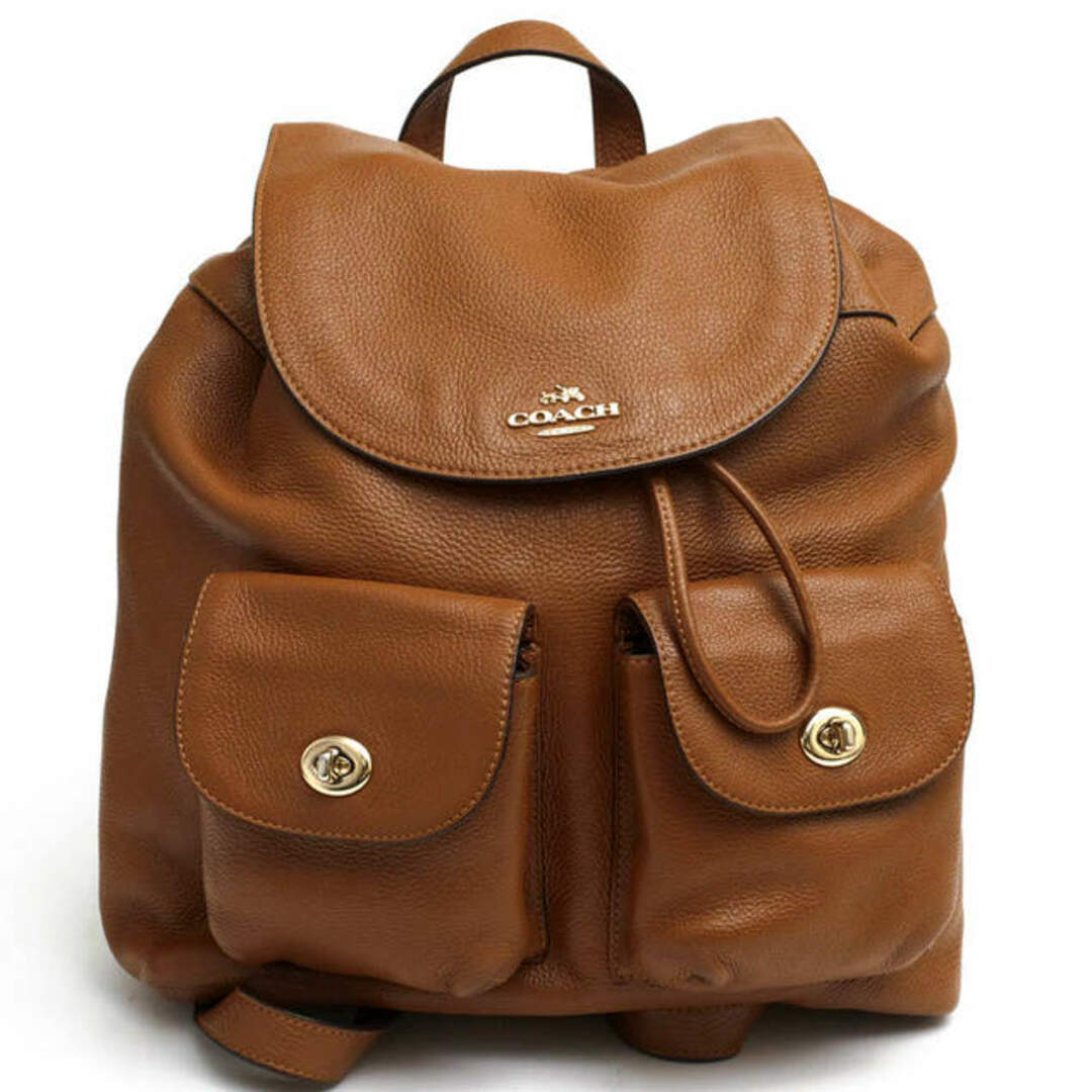 コーチ／COACH リュック バッグ バックパック レディース 女性 女性用レザー 革 本革 ブラウン 茶  F37410 BILLIE BACKPACK IN PEBBLE LEATHER ビリー バックパック 巾着型 シボ革 シュリンクレザー