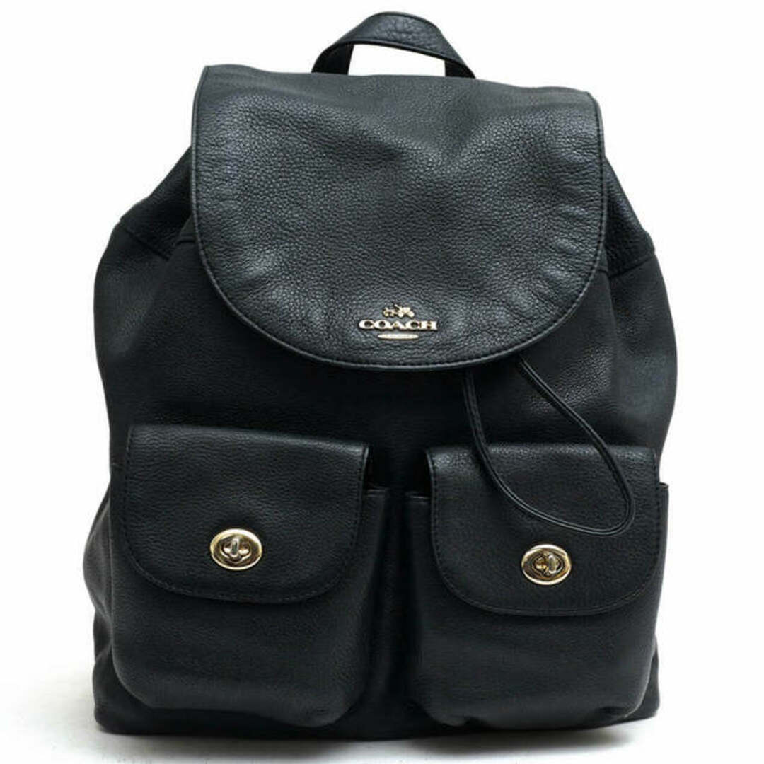 コーチ／COACH リュック バッグ バックパック レディース 女性 女性用レザー 革 本革 ブラック 黒  F37410 BILLIE BACKPACK IN PEBBLE LEATHER ビリー バックパック 巾着型 シボ革 シュリンクレザーレディース