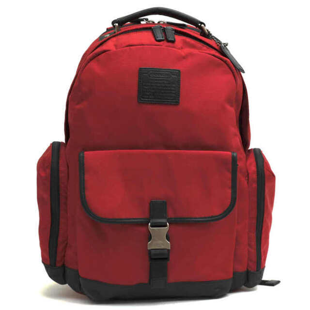 コーチ／COACH リュック バッグ バックパック メンズ 男性 男性用ナイロン レザー 革 本革 レッド 赤 F70574 VOYAGER BACK  PACK ボイジャー バックパック デイパック ノートPC収納可 | フリマアプリ ラクマ