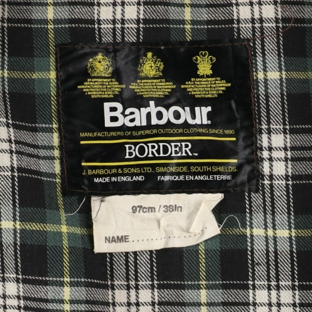80~90年代 バブアー Barbour BORDER ボーダー 旧3ワラント ワックスコットン オイルドジャケット 英国製 38IN メンズM  ヴィンテージ /eaa217464