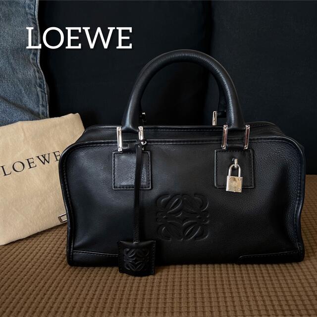 LOEWE 美品/アマソナ28 トートバッグ 黒シルバー