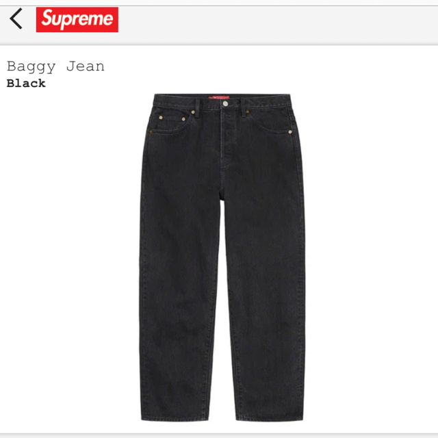 supreme baggy jean black 30デニム/ジーンズ