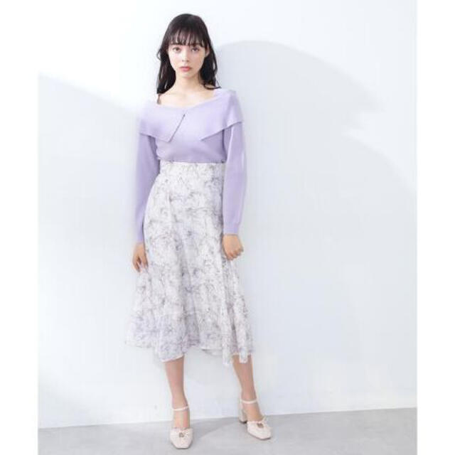 JILL by JILLSTUART(ジルバイジルスチュアート)のJILL by JILLSTUARTシアーペールマーブルプリントスカート レディースのスカート(ひざ丈スカート)の商品写真