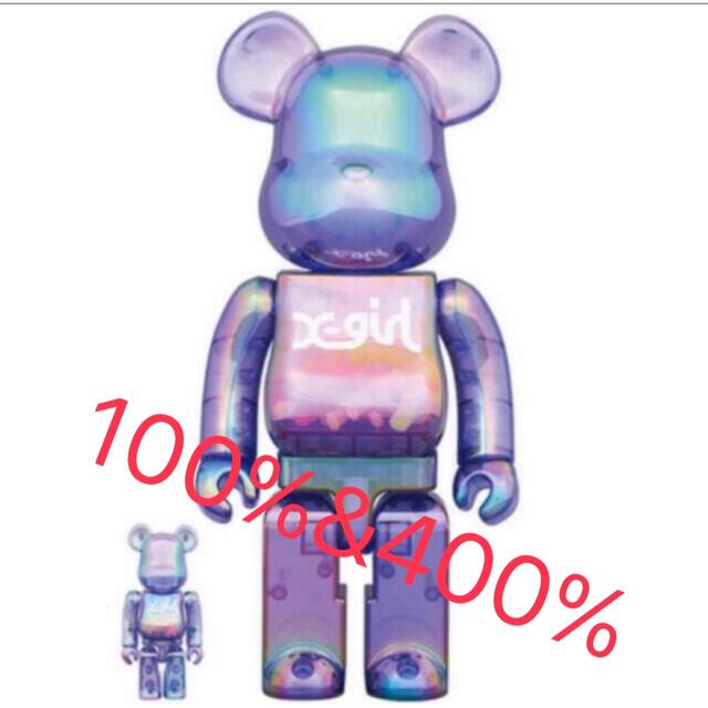 BE@RBRICK X-girl CLEAR PURPLE 100% 400%