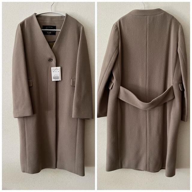 新品タグ付スローブイエナSLOBE IENAノーカラーコートVネック