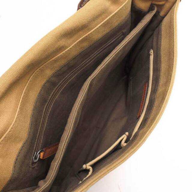ブルックスブラザーズ／Brooks Brothers バッグ ショルダーバッグ 鞄 メンズ 男性 男性用コットン 綿 キャンバス レザー 革 オリーブ カーキ  メッセンジャーバッグ