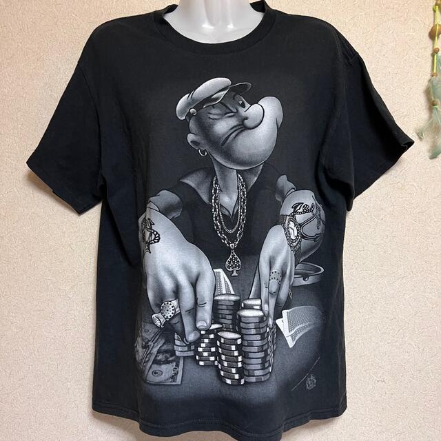 メンズ 半袖 Tシャツ ポパイ 黒 ビッグシルエット 3XL USA