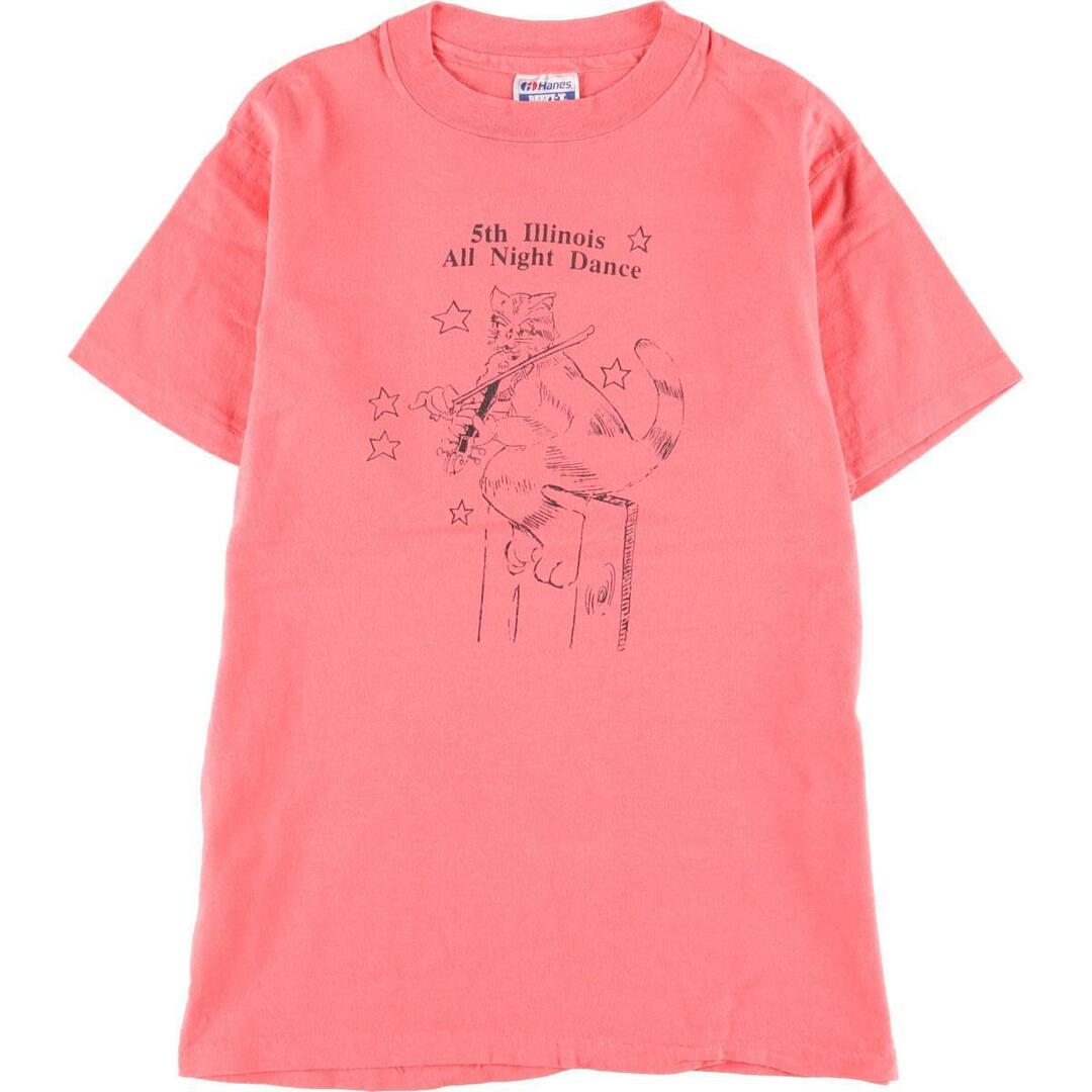 80年代 ヘインズ Hanes ネコ柄 アニマルプリントTシャツ USA製 メンズS レディースM ヴィンテージ /eaa260470