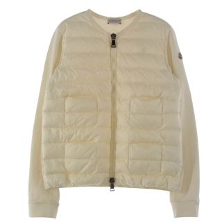 モンクレール(MONCLER)のMONCLER モンクレール カーディガン B20938495800 80449 国内正規品 MAGLIA CARDIGAN ダウン切替 袖スウェット カーディガン クリームベージュ系 M【中古】(カーディガン)