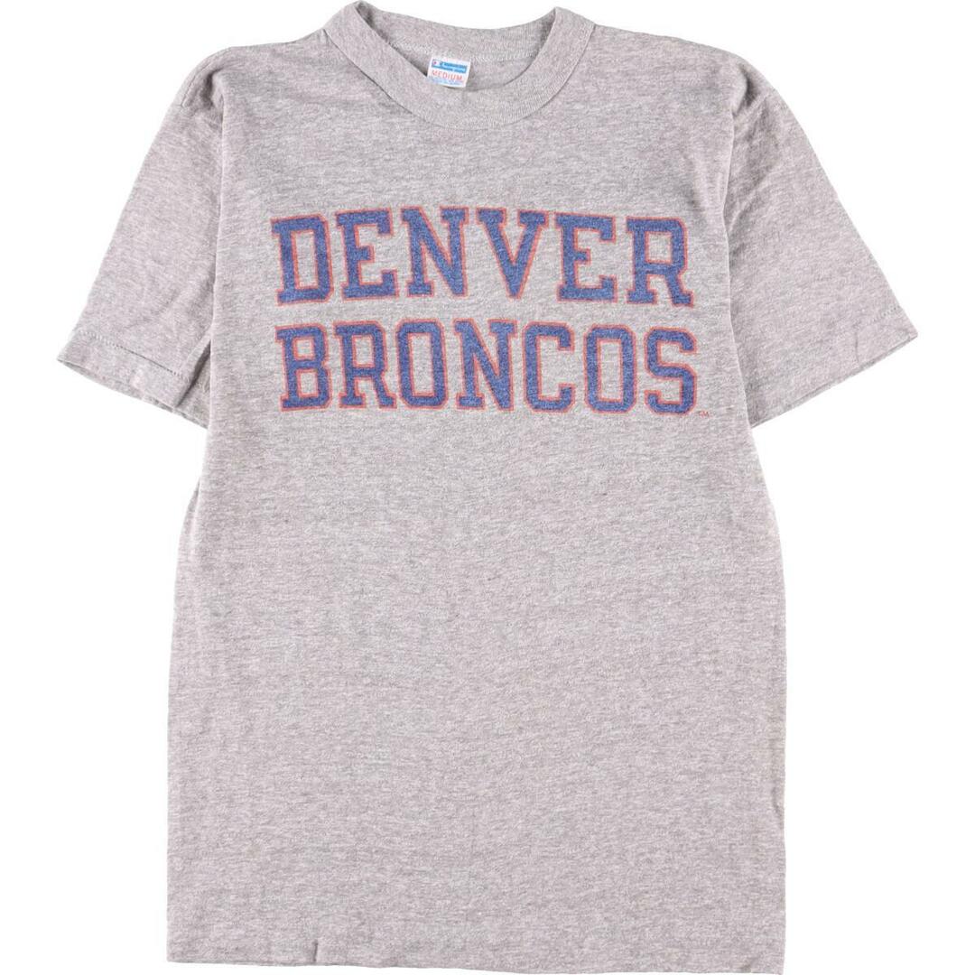 70年代 チャンピオン Champion バータグ 杢グレー 霜降り NFL DENVER BRONCOS デンバーブロンコス 染み込みプリント スポーツプリントTシャツ USA製 メンズS ヴィンテージ /eaa258945