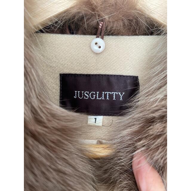 JUSGLITTY(ジャスグリッティー)のジャスグリッティー　ファー付ノーカラーコート（クリーニング済） レディースのジャケット/アウター(毛皮/ファーコート)の商品写真