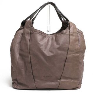 【美品】  JIL SANDER / ジルサンダー | border leather tote / ボーダー オールレザー スクエア ショルダーバッグ | ー | ダークブラウン/ブルー | レディース