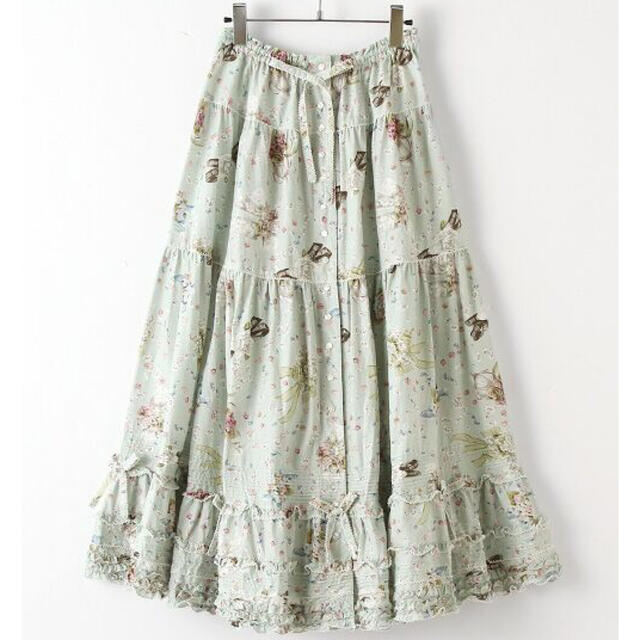 短納期・高品質】 ピンクハウス 染花とリボンのまどいプリントスカート