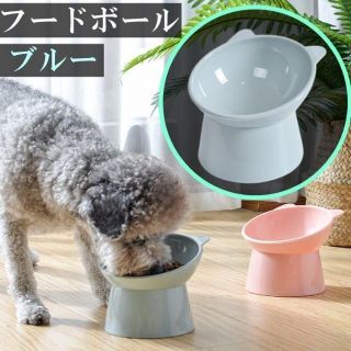 犬猫　フードボール　ペットボール　ペット用品　給食器　餌　ご飯　ブルー(猫)