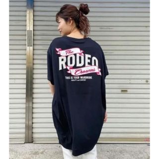 ロデオクラウンズワイドボウル(RODEO CROWNS WIDE BOWL)のロデオ ★リボンロゴTシャツワンピース(ミニワンピース)